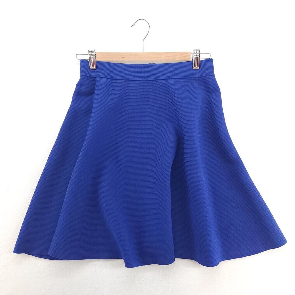Rebecca Taylor Blue Ribbed‎ Circle Skirt Size M Flared A-Line Textured Statement